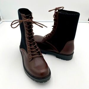 Charles David Remy Leather‎ Lace Up Combat Ankle Boots Shoes Brown Size 6.5 NWOT